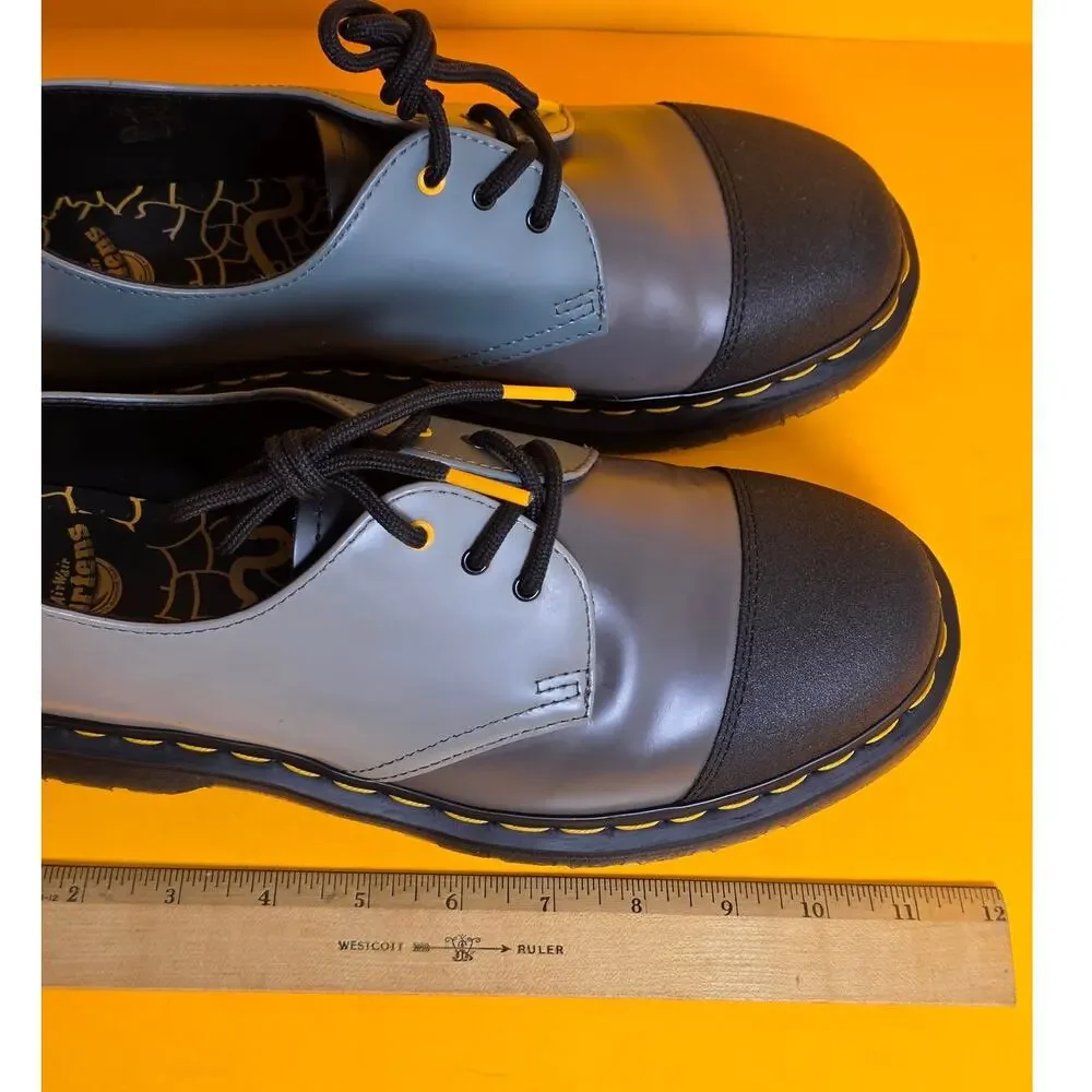 Dr Martens 1461 London Black Grey 3-Eye Oxfords Mens 8 Womens 9 New Old Stock